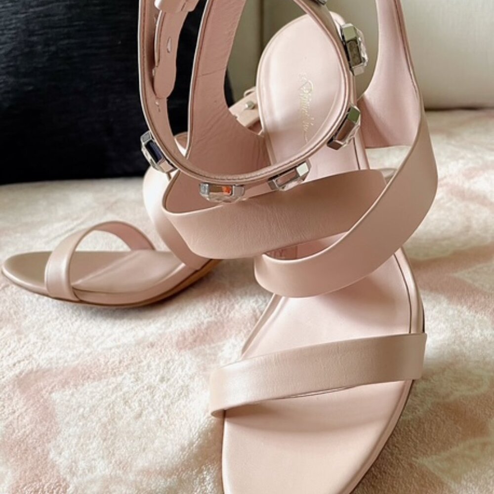 Phillip Lim 3.1 Dusty Pink Leather Sandal Crystal Ankle Strap - Picture 3 of 13